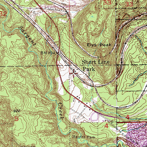 Topographic Map of Short Line Park Post Office (historical), MN