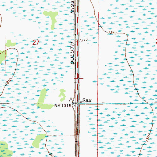 Topographic Map of Sax Post Office (historical), MN