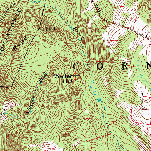 Topographic Map of Waller Hill, CT