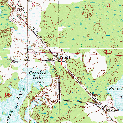 Topographic Map of Prosit Post Office (historical), MN