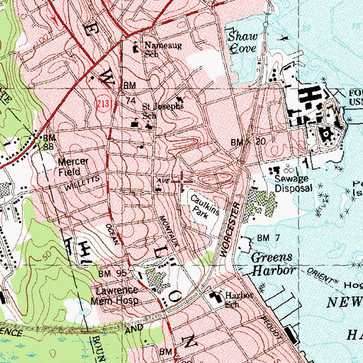 Topographic Map of Waller School, CT