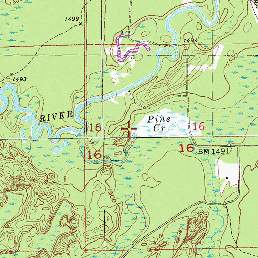 Topographic Map of Petrell Post Office (historical), MN