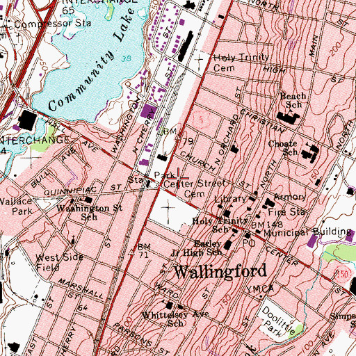 Topographic Map of Wallingford, CT