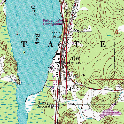 Topographic Map of Orr Post Office, MN
