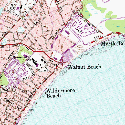 Topographic Map of Walnut Beach, CT