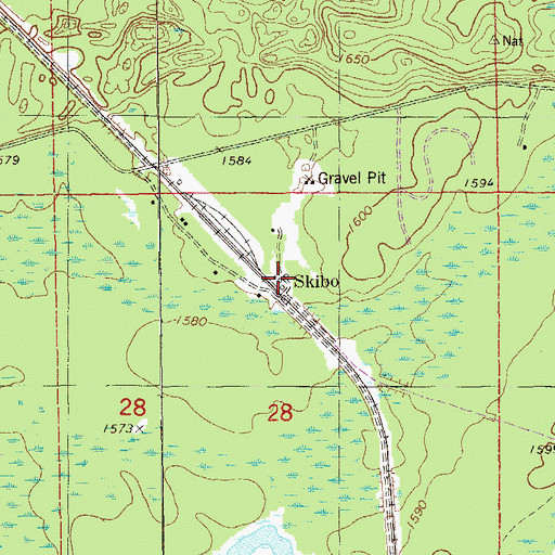 Topographic Map of Skibo Station, MN
