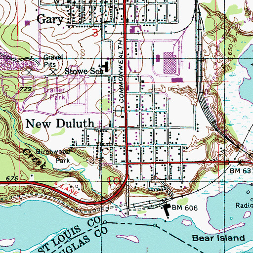 Topographic Map of New Duluth Post Office (historical), MN