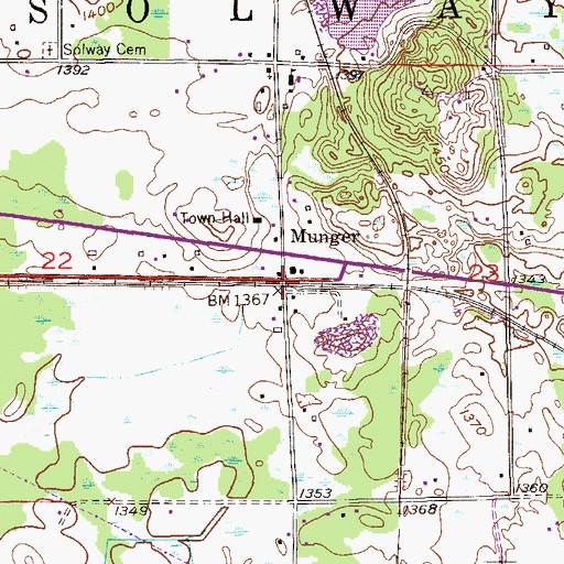 Topographic Map of Munger Station, MN