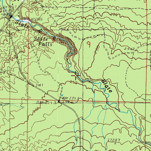 Topographic Map of Quartzite Falls, MI