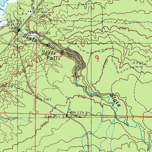 Topographic Map of Slide Falls, MI