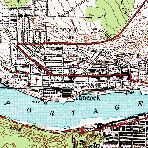 Topographic Map of Old Main, MI