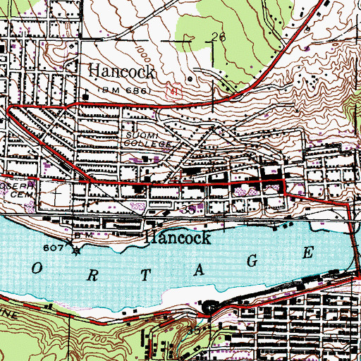 Topographic Map of Finnish-American Heritage Center, MI