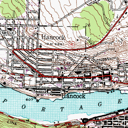 Topographic Map of Finlandia Hall, MI