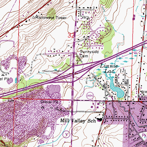 Topographic Map of Interchange 54, WI