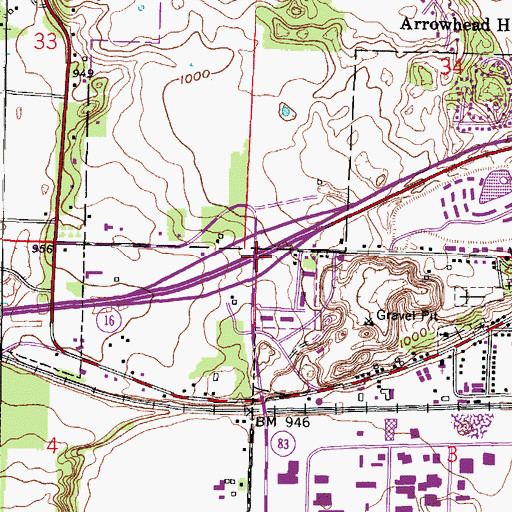 Topographic Map of Interchange 181, WI