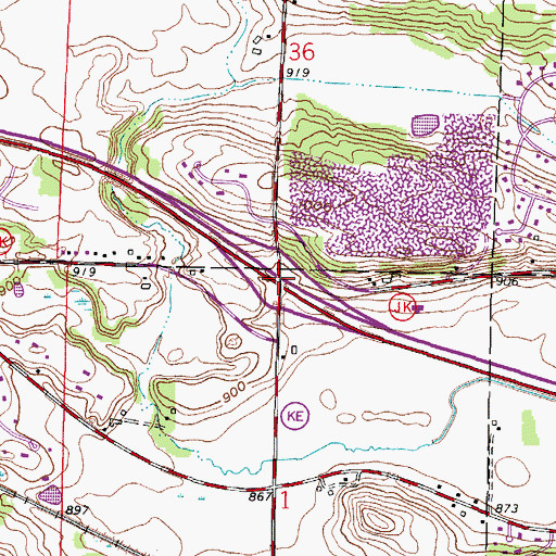 Topographic Map of Interchange 184, WI