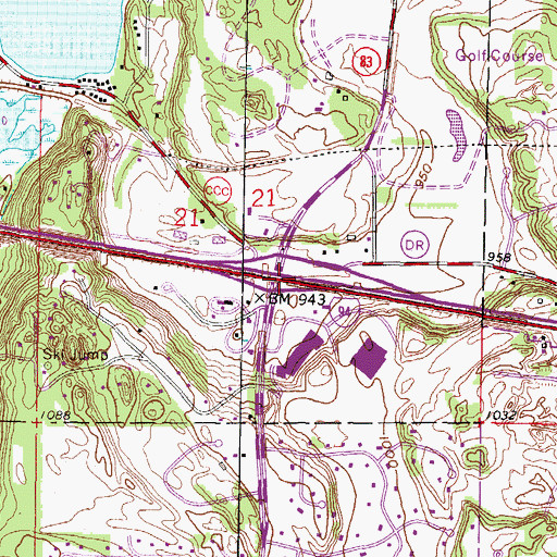 Topographic Map of Interchange 287, WI