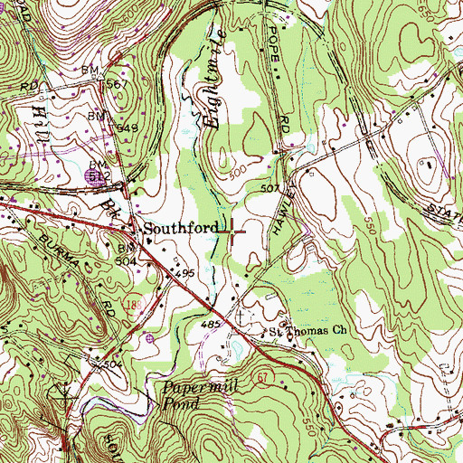 Topographic Map of Walnut Hill Brook, CT