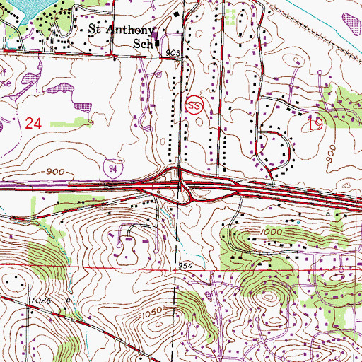 Topographic Map of Interchange 290, WI