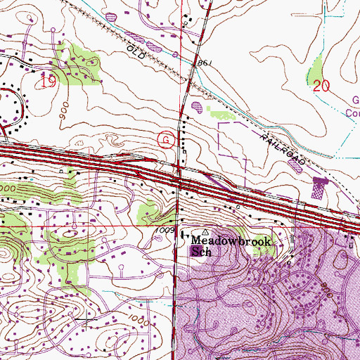 Topographic Map of Interchange 291, WI