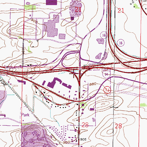 Topographic Map of Interchange 293A, WI