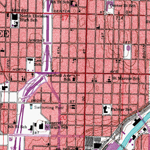 Topographic Map of America's Black Holocaust Musuem, WI