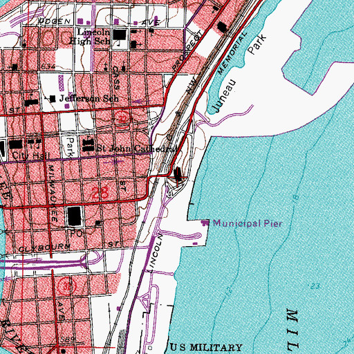 Topographic Map of Milwaukee Art Museum, WI