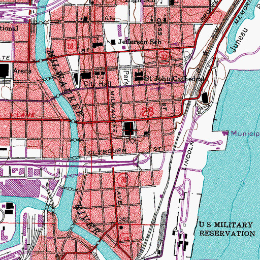 Topographic Map of Milwaukee Federal Building, WI