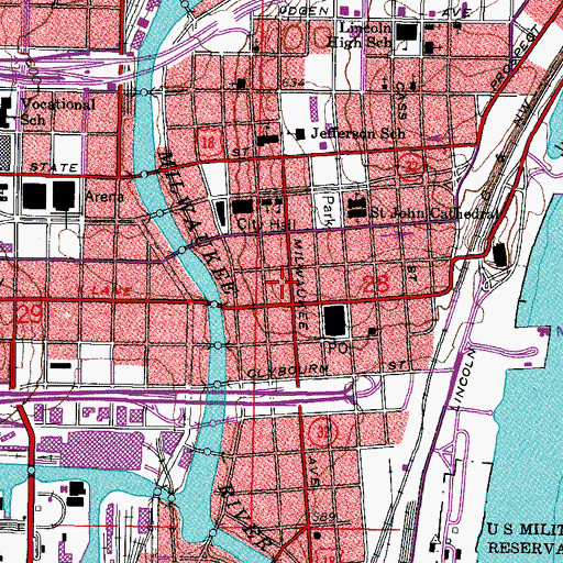 Topographic Map of James Conroy Building, WI