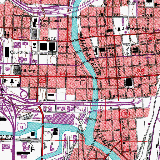 Topographic Map of Grand Avenue Retail Center Shopping Center, WI