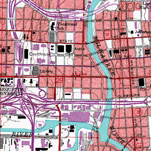 Topographic Map of Henry S Reuss Federal Plaza, WI