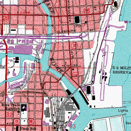 Topographic Map of Broadway Theatre Center, WI