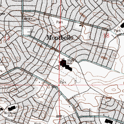 Topographic Map of Montbello High School - DCIS Denver Center for International Studies at Montbello, CO