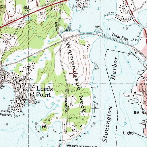 Topographic Map of Wamphassuc Neck, CT