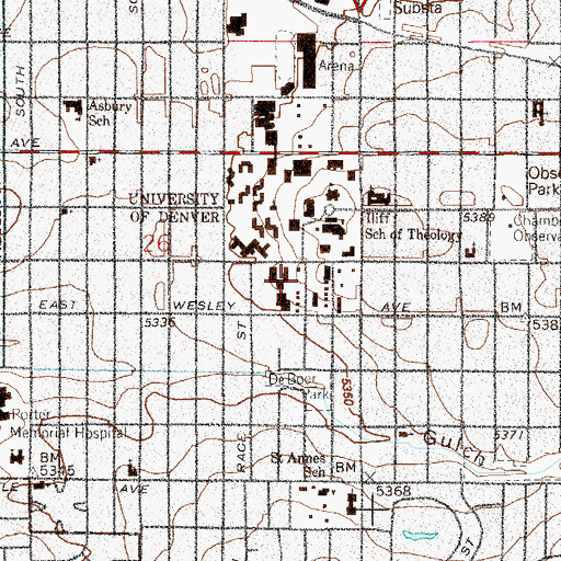 Topographic Map of F W Olin Hall, CO