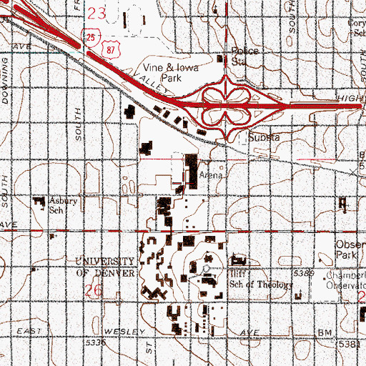 Topographic Map of Gates Field House, CO