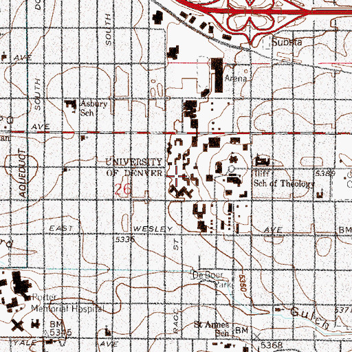 Topographic Map of Hilltop Hall, CO
