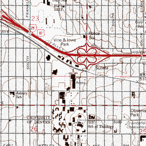 Topographic Map of Joy Burns Arena, CO