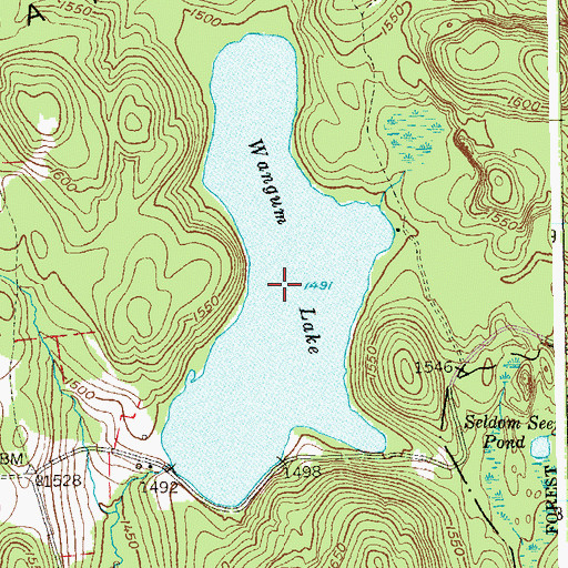 Topographic Map of Wangum Lake, CT