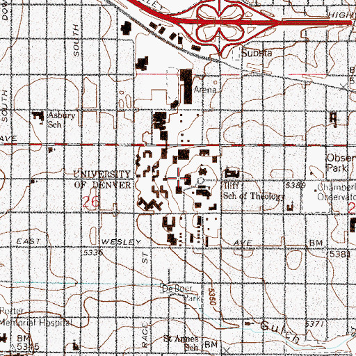 Topographic Map of Mary Reed Building, CO