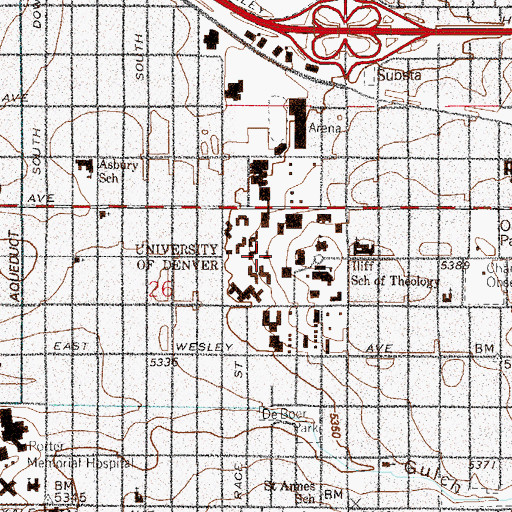 Topographic Map of Evans Chapel, CO