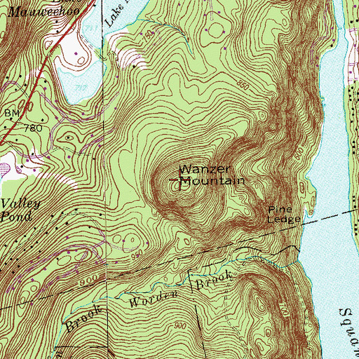 Topographic Map of Wanzer Mountain, CT