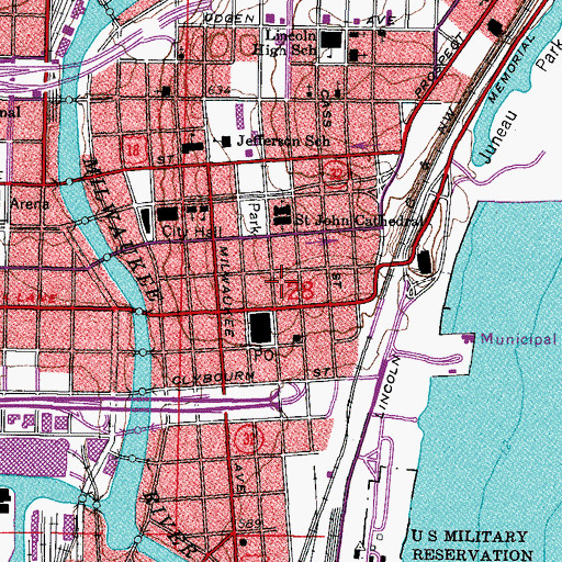 Topographic Map of Jackson Building, WI