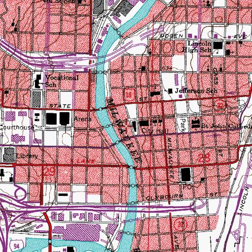 Topographic Map of Milwaukee Center, WI