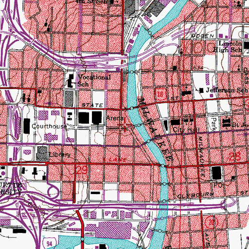 Topographic Map of Milwaukee County Historical Center, WI
