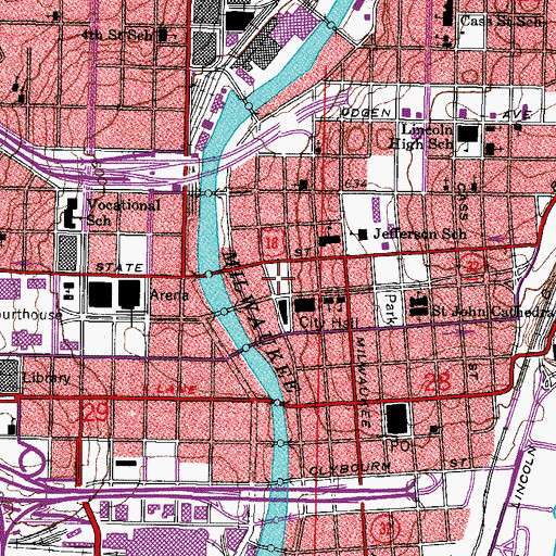 Topographic Map of Red Arrow Park, WI