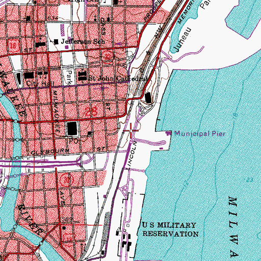 Topographic Map of O'Donnell Park, WI