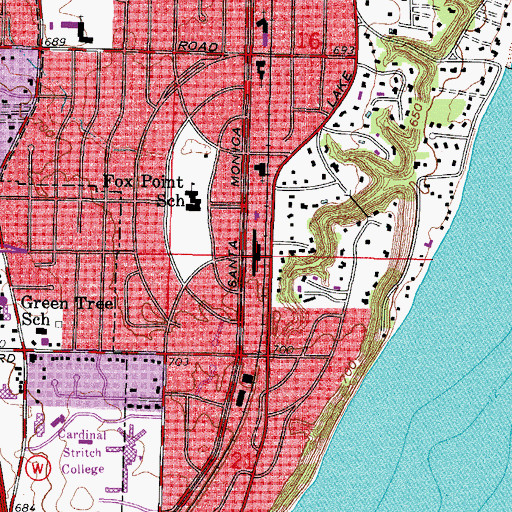 Topographic Map of Fox Point Village Hall, WI