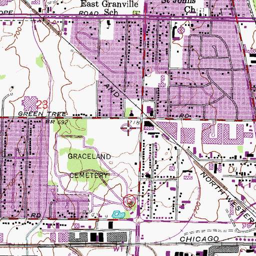 Topographic Map of Green Tree Meadows Cemetery, WI
