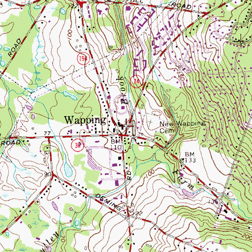 Topographic Map of Wapping, CT